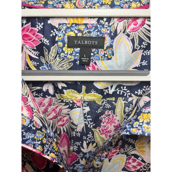 Talbots Floral Cotton Button Down Shirt L Cottagecore Business Casual Classic - Picture 4 of 9